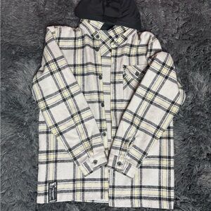 Plaid Hooded Jacket with Black and Yellow Accents Size Kids 12-13 Yrs old